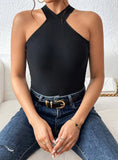 SLIM-FIT HALTER SLEEVELESS VEST TOP