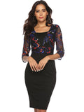 SEXY LACE EMBROIDERED STITCHING DRESS