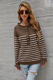 STYLISH BUTTON WOOD EAR STRIPED STITCHING SWEATER
