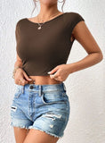 SEXY BACKLESS SHORT SLEEVE RETRO T-SHIRT