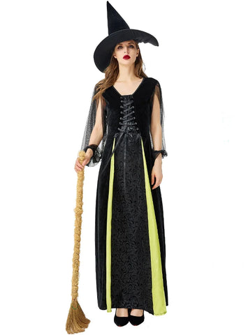CLASSY HALLOWEEN WITCH COSTUME GREEN AND BLACK WITCH COSPLAY