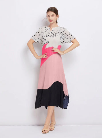 V-neck Printed Short-sleeved Dress