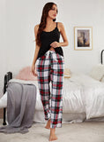 FASHION SEXY SLING PLAID PAJAMAS SUIT