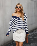 CLASSY V-NECK STRIPED WARM SWEATER