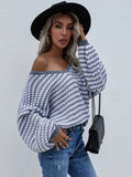 STYLISH PULLOVER STRIPED V-NECK SWEATER