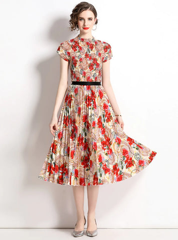 SHORT-SLEEVED PRINTED T-SHIRT SKIRT TWO-PIECE SUIT