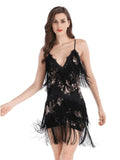 SEXY FRINGED SEQUINED SHORT DRESS