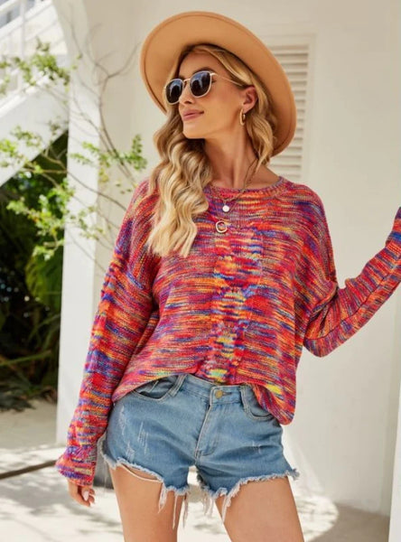 FASHION LOOSE FASHION PULLOVER COLOR SWEATER