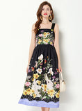 PRINTED SUSPENDER SLEEVELESS DRESS