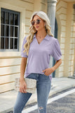 SOLID COLOR LAPEL LOOSE SHORT SLEEVE T-SHIRT