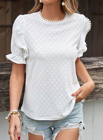 SPLICED FLYING SLEEVE LACE SHIRT