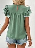 GREEN LOTUS LEAF STITCHING SHIRT