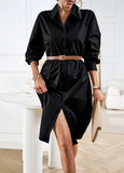 LONG SLEEVE BUTTON SHIRT DRESS
