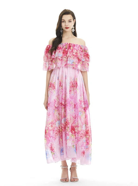 HOLIDAY FLORAL PRINT SEASIDE DRESS