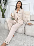 FASHION SOLID COLOR LONG SLEEVE HOME SUIT