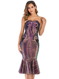 TUBE TOP SEXY BACKLESS SEQUINED DRESS