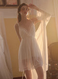 SEXY LACE GAUZE PERSPECTIVE SUSPENDER NIGHTDRESS