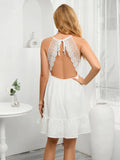 SEXY BACKLESS LACE STRAP HALTER DRESS