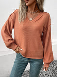 FASHION LONG SLEEVE SOLID COLOR V-NECK SWEATER