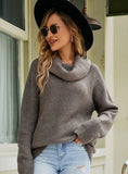 FASHION LOOSE SOLID COLOR LAPEL PULLOVER SWEATER