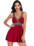 CONSERVATIVE V-NECK BIKINI SWIMSUIT