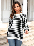 Striped Contrast Long Sleeve Sweater
