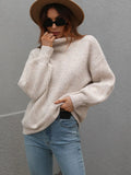 FASHION SOLID COLOR PULLOVER LOOSE TURTLE NECK SWEATER