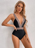 LACE V-NECK ONE-PIECE BIKINI