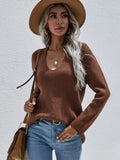 FASHION SOLID COLOR PULLOVER LOOSE V-NECK SWEATER