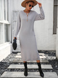 STYLISH WOMEN BUTTON LONG SWEATER DRESS