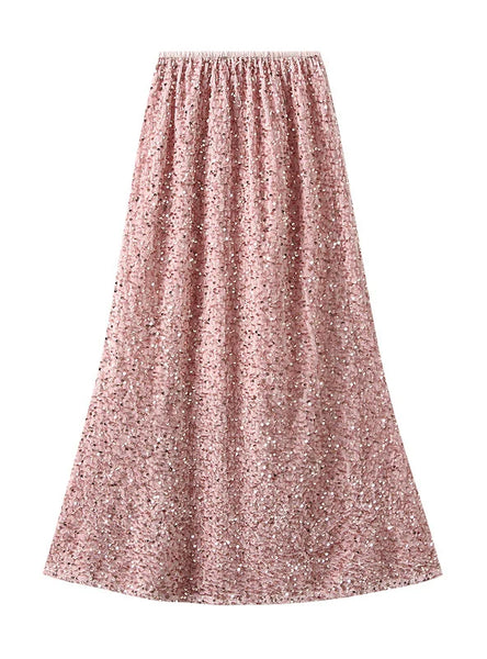 Long Sequined Velvet Fishtail Skirt