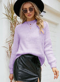 CLASSY ROUND NECK SOLID COLOR PULLOVER LONG SLEEVE SWEATER