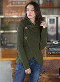 CLASSY HIGH-NECKED LONG-SLEEVED LOOSE CARDIGAN SWEATER