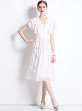 WHITE SLIM WAIST BEACH DRESS