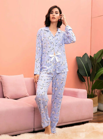 FASHION LONG-SLEEVED TROUSERS PRINT SUIT