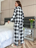 FASHION PLAID LONG SLEEVE SUIT PAJAMAS