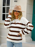 Round Neck Slim Pullover Loose Striped Sweater