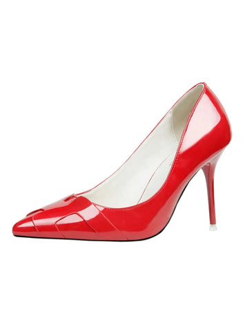 POINTED SOLID PATENT LEATHER PUMPS