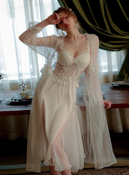 SEXY LACE BACKLESS SUSPENDERS NIGHTDRESS WITH CHEST PAD