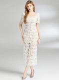 SLIM LACE SHORT SLEEVE DRESS