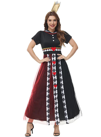 STYLISH POKER QUEEN RED COLOR MATCHING DRESS