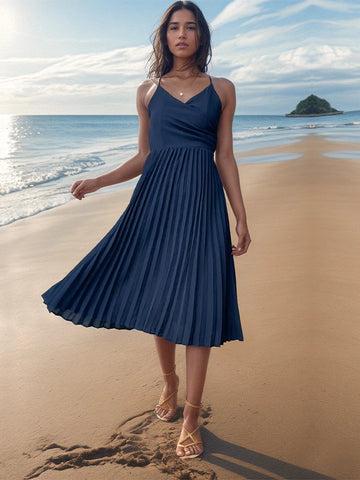 SLEEVELESS SUSPENDER LOOSE LONG DRESS