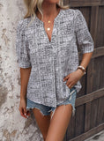 V-NECK PLAID STAND-UP COLLAR SHIRT