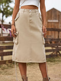 WOMEN DENIM LACE-UP SKIRT