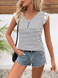 STRIPED LACE STITCHING SHORT-SLEEVED SHIRT