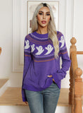 CLASSY HALLOWEEN RETRO POLKA-DOT LONG-SLEEVED SWEATER