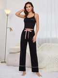 FASHION SUMMER SOLID COLOR SUSPENDER TROUSERS CASUAL SUIT
