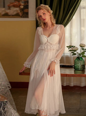 SEXY STEEL RING ROBE SUSPENDER NIGHTDRESS SUIT