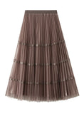 Skinny High Waist Pleated Gauze Dress