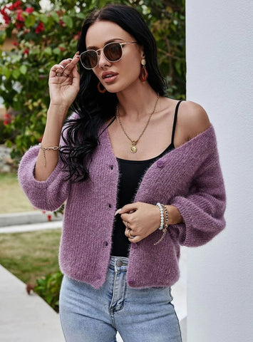 CLASSY V-NECK SHORT KNIT LOOSE SWEATER
